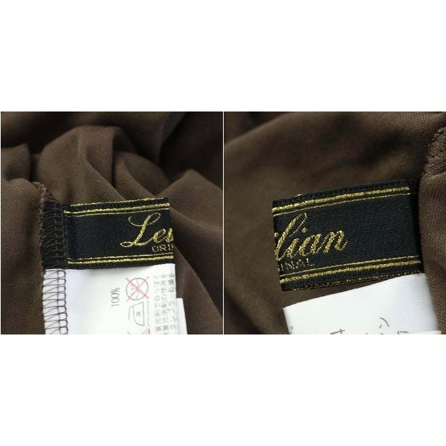 leilian(レリアン)のレリアン Tシャツ カットソー 半袖 スパンコール ビーズ 9 M 茶 レディースのトップス(Tシャツ(半袖/袖なし))の商品写真