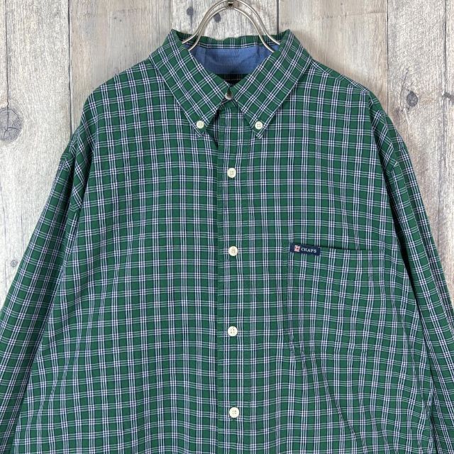 CHAPS(チャップス)の人気グリーンカラーチャップスチェック長袖ボタンダウン古着90sストリートシャツ メンズのトップス(シャツ)の商品写真
