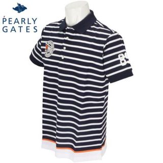 パーリーゲイツ(PEARLY GATES)のPEARLYGATES 30周年 鹿の子 ボーダー 半袖 ポロシャツ バイカラー(ウエア)