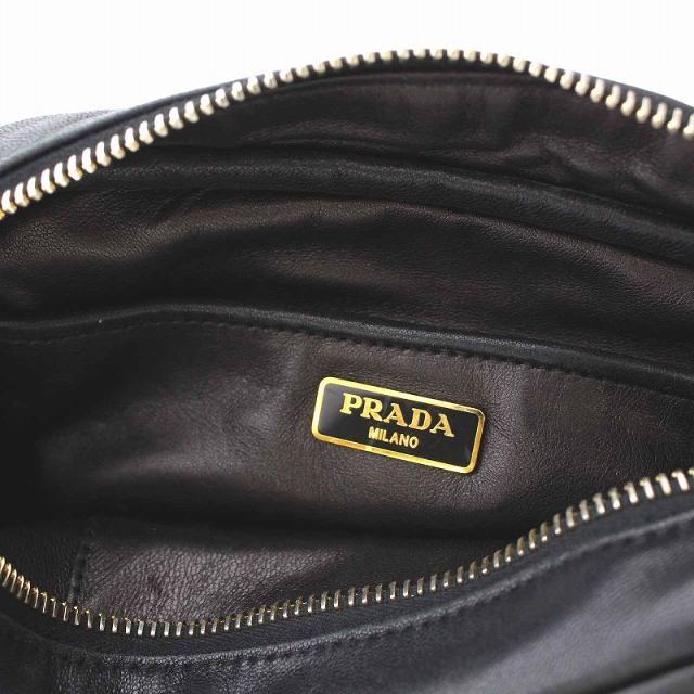 PRADA(プラダ)のプラダ ショルダーバッグ ポシェット ポーチ リボンモチーフ レザー 黒 ピンク レディースのバッグ(ショルダーバッグ)の商品写真