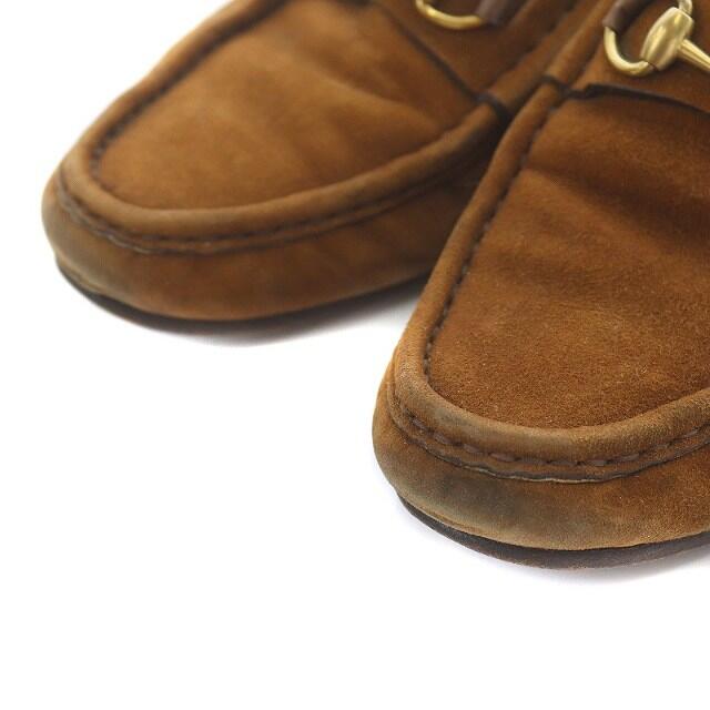 Gucci(グッチ)のグッチ ホースビットローファー スリッポン ゴールド金具 スエード 23 茶 レディースの靴/シューズ(ローファー/革靴)の商品写真