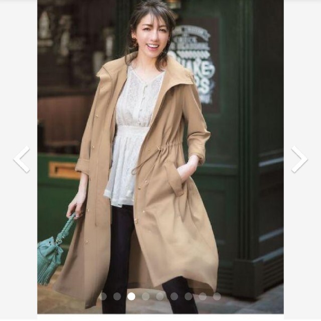 美品】JUSGLITTY フード付きロングブルゾン ネイビー M 美品】JUSGLITTY フード付きロングブルゾン ネイビー M