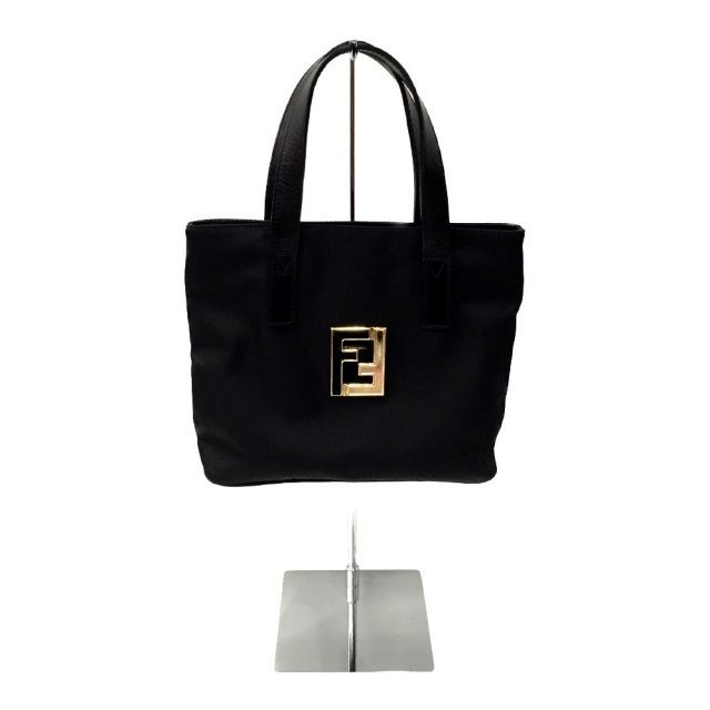 △△FENDI フェンディ FFロゴ金具 ナイロン×レザーバッグ 15321 ブラック