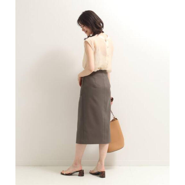 Noble(ノーブル)の美品 NOBLE ニュアンスカラーフロントスリットジップスカート レディースのスカート(ひざ丈スカート)の商品写真