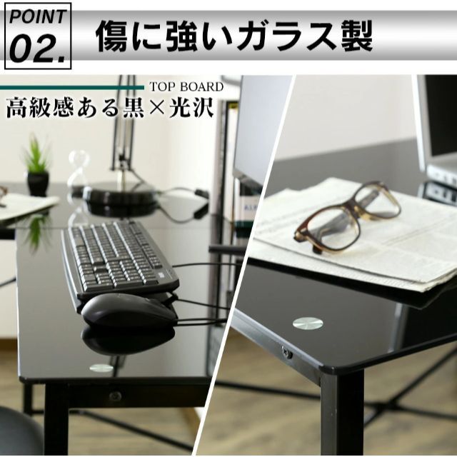 ガラスオフィスデスク 鏡面 L字 ゲーミングデスクの通販 by BK ガラスオフィスデスク 鏡面 L字 ゲーミングデスクの通販 by BK