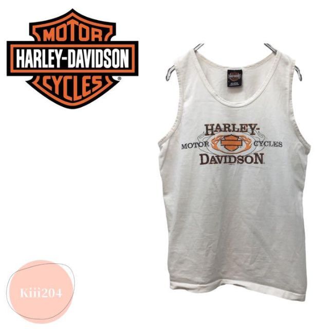 現品限り一斉値下げ Harley ノースリーブ イラスト プリント白タンクトップ ハーレーダビッドソン Davidson タンクトップ Www Codicededresde Inah Gob Mx