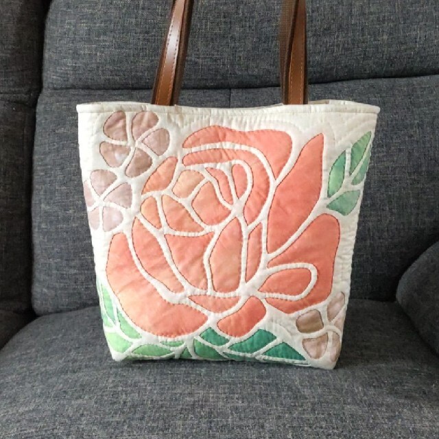 ハンドメイド ハワイアンキルトバッグ (薔薇) - ファッション/小物 ハンドメイド ハワイアンキルトバッグ (薔薇) - ファッション/小物