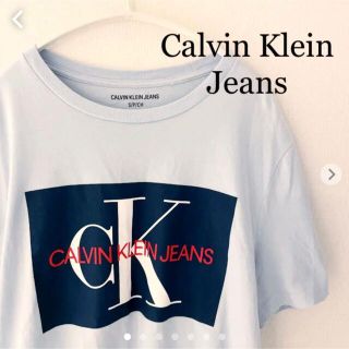 カルバンクライン(Calvin Klein)のカルバンクラインジーンズ　Tシャツ　半袖カットソー　サックスブルー　Sサイズ(Tシャツ/カットソー(半袖/袖なし))