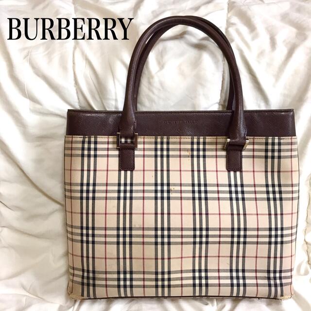 BURBERRY バーバリー トートバッグ ノバチェック A4収納可能 レザー