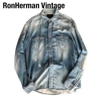 ロンハーマン(Ron Herman)のRonHermanダメージ加工スウェットデニムシャツ　ロンハーマンビンテージ(シャツ)