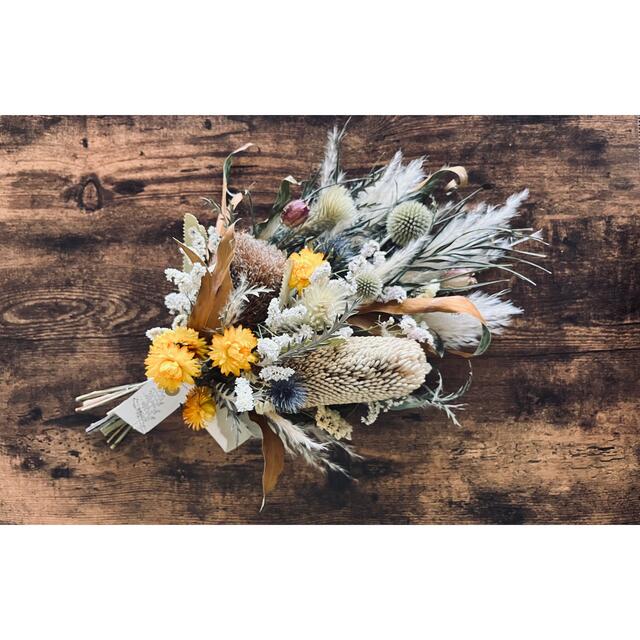 yellow natural bouquet no.366 ハンドメイドのフラワー/ガーデン(ドライフラワー)の商品写真