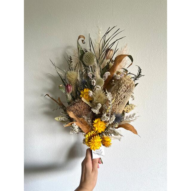 yellow natural bouquet no.366 ハンドメイドのフラワー/ガーデン(ドライフラワー)の商品写真