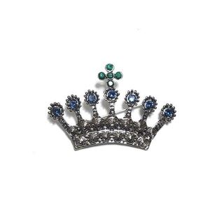 【ラペルピン★ブローチ】王冠　クラウン　装飾　ブルー　グリーン　pin-0415(その他)