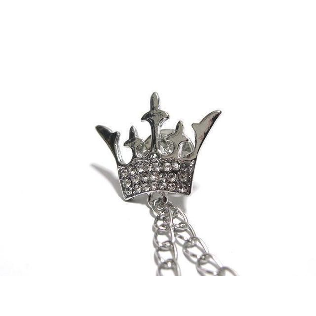 【ラペルピン★ピンズ★チェーン】王冠　クラウン　装飾　シルバー　pin-0421 メンズのアクセサリー(その他)の商品写真