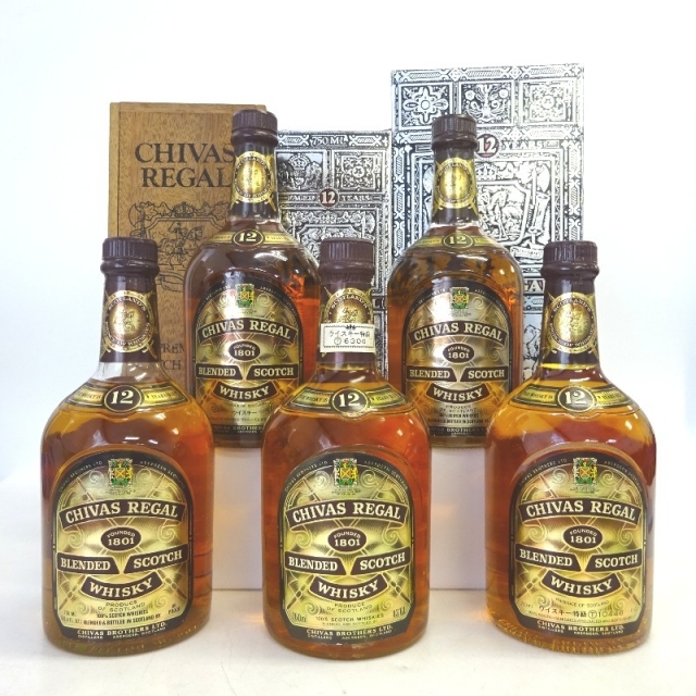 未開封★Chivas Regal【シーバスリーガル】 12年 5本セット 750/760ml 箱付