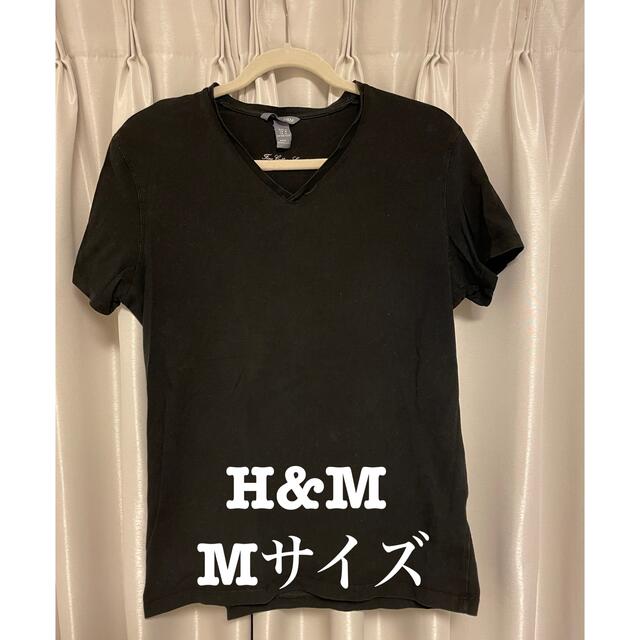 H&M(エイチアンドエム)のMサイズ H＆M ブラック Vネック Tシャツ 黒T メンズのトップス(Tシャツ/カットソー(半袖/袖なし))の商品写真