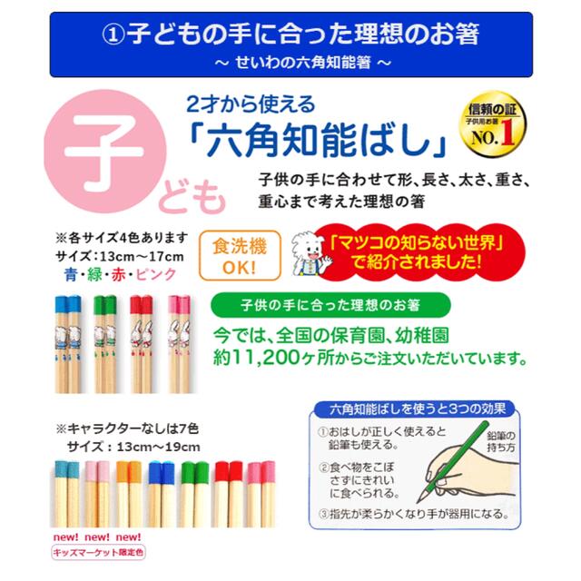 六角知能ばし＊トレーニング箸＊子供用箸 インテリア/住まい/日用品のキッチン/食器(カトラリー/箸)の商品写真