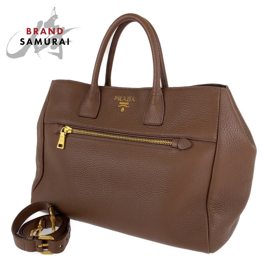 PRADA プラダ ヴィッテロダイノ 斜め掛け ブラウン レザー 2WAY