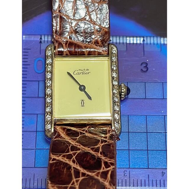新発売】 Cartier - 確実正規品Cartierダイヤ付き手巻き腕時計 腕時計