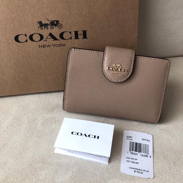 COACH コーチ レザー トープ 折り財布 レディース  ベージュ　新品未使用