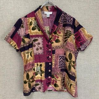 レア　90s ビンテージ　アメリカ古着　チャイナ　古着　アメリカ輸入　柄シャツ(シャツ/ブラウス(半袖/袖なし))