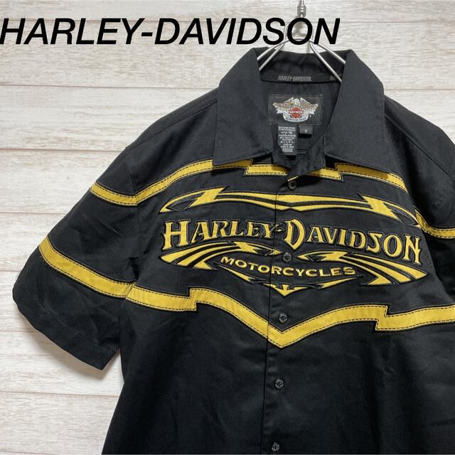 HARLEY-DAVIDSON 両面デザイン半袖シャツ オープンカラーシャツ