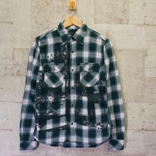 ヒステリックグラマー(HYSTERIC GLAMOUR)のヒステリックグラマー ペイント加工 チェック柄　長袖シャツ S(シャツ)