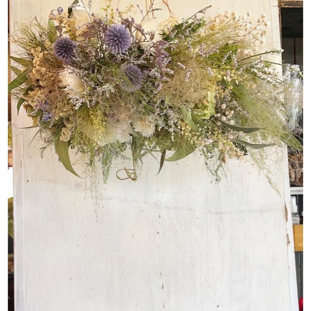〜Summer flying wreathe〜夏草花を集めた夏のフライングリース ハンドメイドのフラワー/ガーデン(リース)の商品写真
