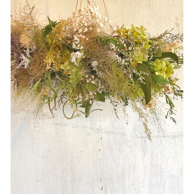 〜Summer flying wreathe〜夏草花を集めた夏のフライングリース ハンドメイドのフラワー/ガーデン(リース)の商品写真