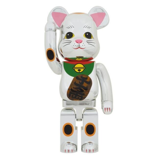 BE@RBRICK 招き猫 銀メッキ 発光 1000％ MANEKI NEKO