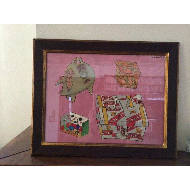 3枚セット 台湾名画 水彩画 水墨画 中国絵画 額縁付 中華料理屋 長庚作