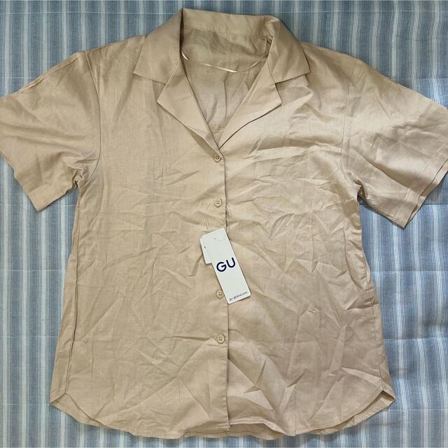 GU(ジーユー)のGU リネンブレンドオープンカラーシャツ　Sサイズ レディースのトップス(シャツ/ブラウス(半袖/袖なし))の商品写真