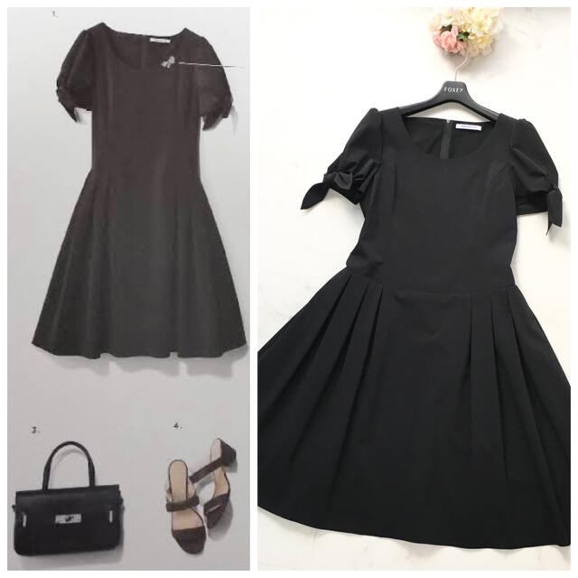 美品 FOXEY フォクシー ウォータープルーフ リボン ストレッチ ワンピース | フリマアプリ ラクマ