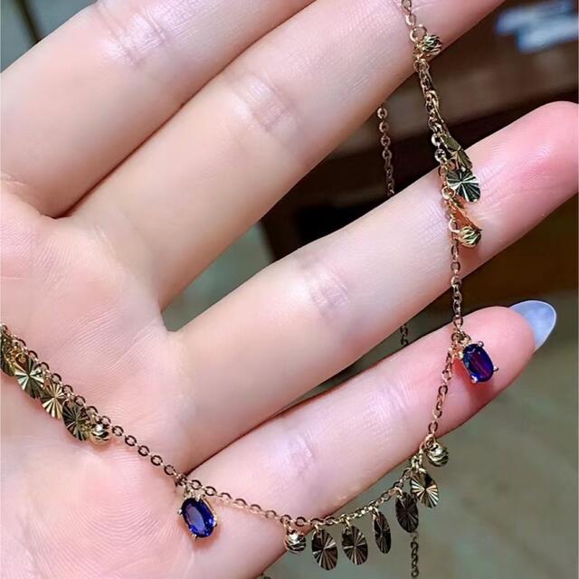 大人気新作 天然 ブルーサファイア ネックレス0.64ct k18¥ ネックレス