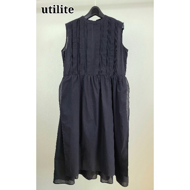 美品　utilite ピンタックギャザーワンピース