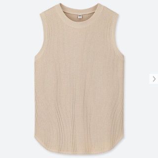 ユニクロ(UNIQLO)のUNIQLO ワッフルT（ノースリーブ） BEIGE(カットソー(半袖/袖なし))