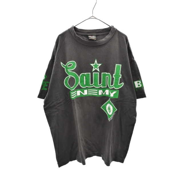 SAINT MICHAEL セントマイケル 22SS SAINT ENEMY SS TEE SM-S22-0000-012 セントエネミープリントヴィンテージ加工半袖Tシャツ カットソー