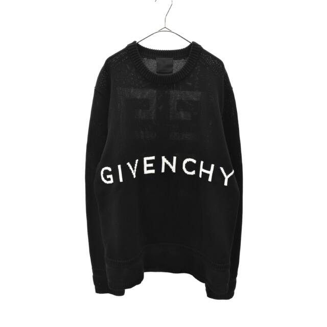 GIVENCHY ジバンシィ 21AW LOGO COTTON SWEATER BM90G9401M オーバーロゴ刺繍コットンニットプルオーバー クルーネックセーター