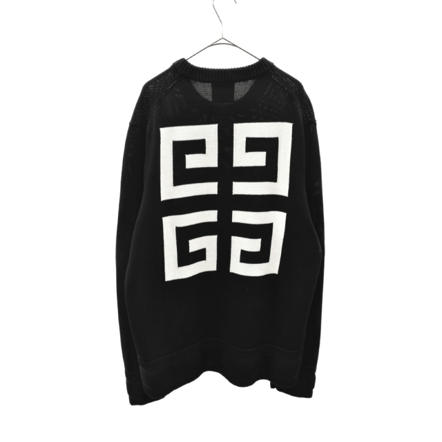 GIVENCHY ジバンシィ 21AW LOGO COTTON SWEATER BM90G9401M オーバーロゴ刺繍コットンニットプルオーバー クルーネックセーター 1