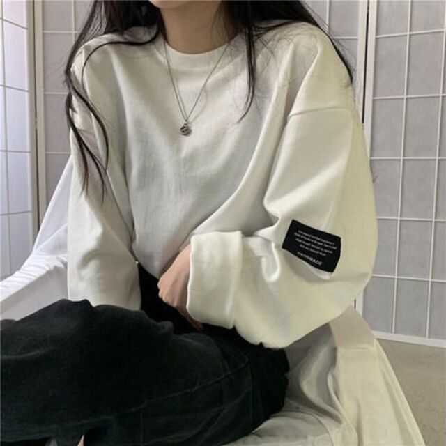 【使い勝手の良い】 カットソー ロンT タグ トップス ストリート