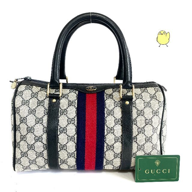 GUCCI - GUCCI グッチ ボストンバッグ オールドグッチ ネイビー