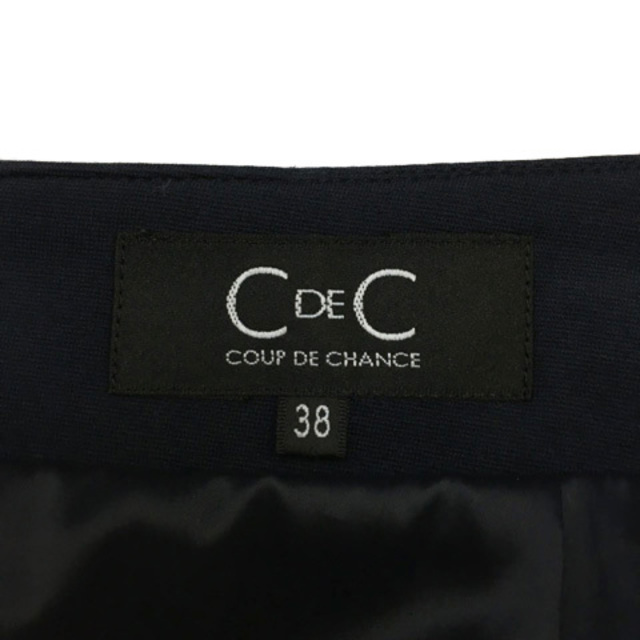 COUP DE CHANCE(クードシャンス)のクードシャンス スカート タイト 台形 ひざ丈 スリット 無地 38 紺 レディースのスカート(ひざ丈スカート)の商品写真