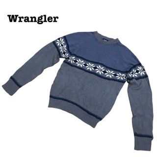 ラングラー(Wrangler)のWrangler ラングラー セーター グレー ブルー メンズ ニット 秋冬(ニット/セーター)