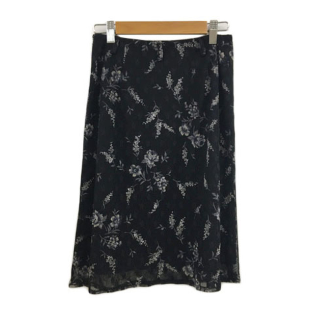 LAUTREAMONT(ロートレアモン)のロートレアモン スカート 台形 チュール 膝丈 花柄 2 黒 紫 ブラック レディースのスカート(ひざ丈スカート)の商品写真