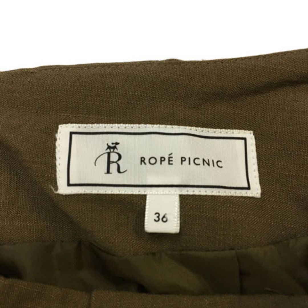 Rope' Picnic(ロペピクニック)のロペピクニック スカート 台形 ミニ 無地 タック 36 茶 緑 レディースのスカート(ミニスカート)の商品写真