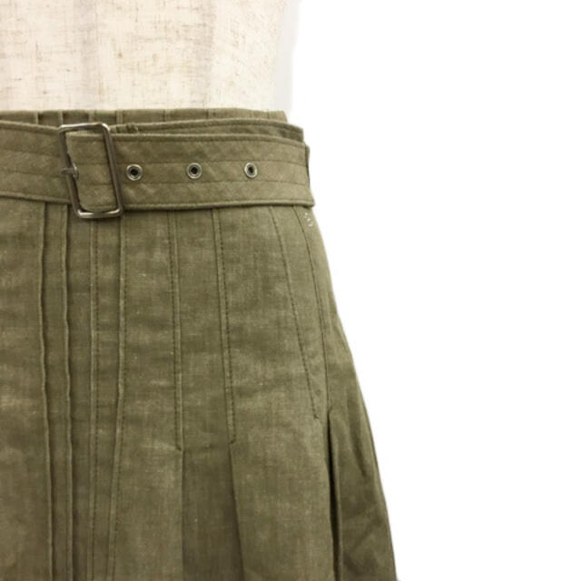 SONIA RYKIEL(ソニアリキエル)のソニアリキエル スカート フレア ひざ丈 無地 ベルト付き 32 緑 グレー レディースのスカート(ひざ丈スカート)の商品写真