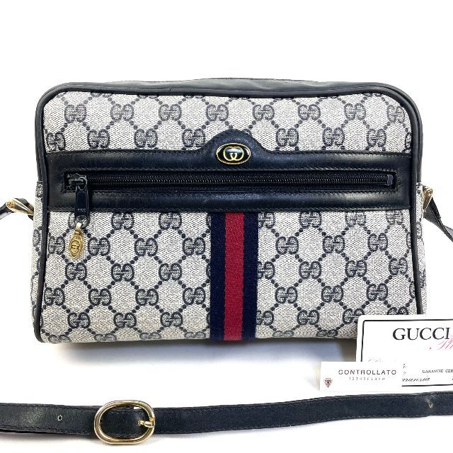GUCCI - 美品 GUCCI グッチ オールドグッチ ショルダーバッグ ネイビー