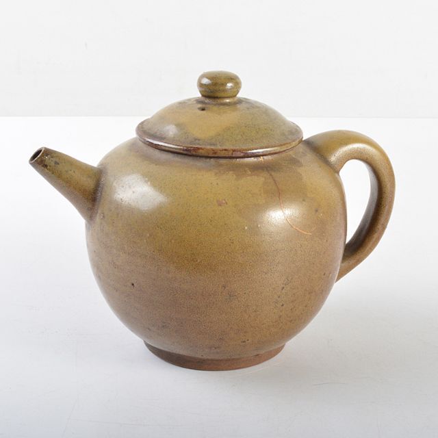 中国　 茶葉末釉　急須　茶壷　 金継ぎ直し　M　R4778