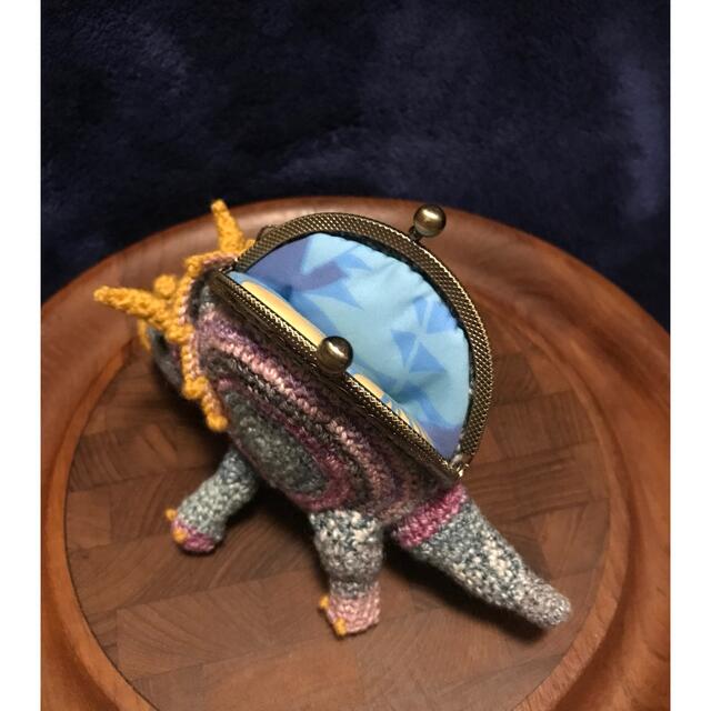 Step-dyed yarn の あみぐるみ トリケラトプス の ガマ口　コイン ハンドメイドのファッション小物(財布)の商品写真
