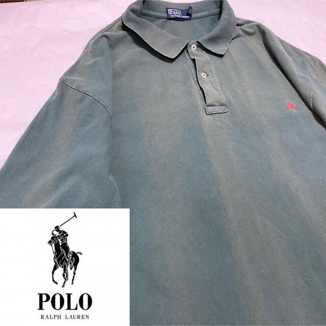 POLO RALPH LAUREN(ポロラルフローレン)の90s 古着 ポロ ラルフローレン 刺繍ロゴ 3XL ワンピース グリーン メンズのトップス(ポロシャツ)の商品写真